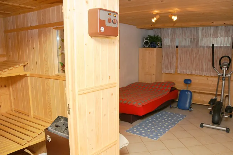 Prostor ob savni z ležiščem in sobnim kolesom